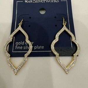 Gold Over Fine Silver Plate Openwork Drop Earrings